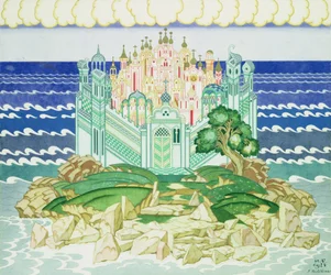 1928年にパリで行われたリムスキーコルサコフのオペラ「Grad Kitezh」の1928年制作の装飾のデザイン